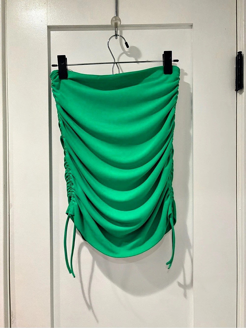 Zara Ruched Draped Mini Skirt in Green Size Small NWT